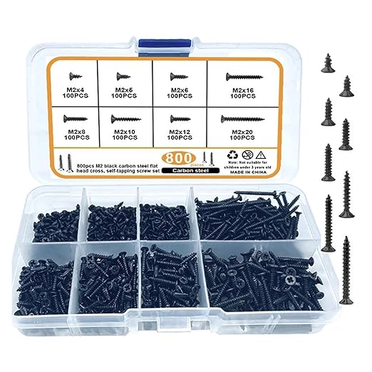 Load image into Gallery viewer, [800 Pieces] Black Alloy Steel M2 Self Tapping Screws PC Computer Laptop Mobile Phone Printer Electronics Screw Set
