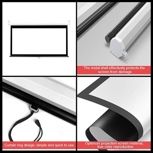 Foldable Auto-Lock Projector Wall Screen 16:9 Support 4K FHD 3D For Indoor Office Presentation Home Theater