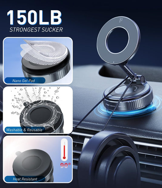 [PT-104] Epoxy Suction Magnetic Car Holder 360° Rotation for Car Dashboard & Wind Screen Strong Magnet