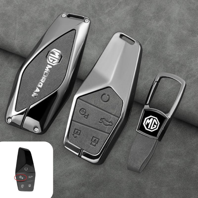 Cargue la imagen en el visor de la galería, MG Zinc Alloy + PU Leather Smart Remote Control Car Key Fob Case Cover For MG ONE
