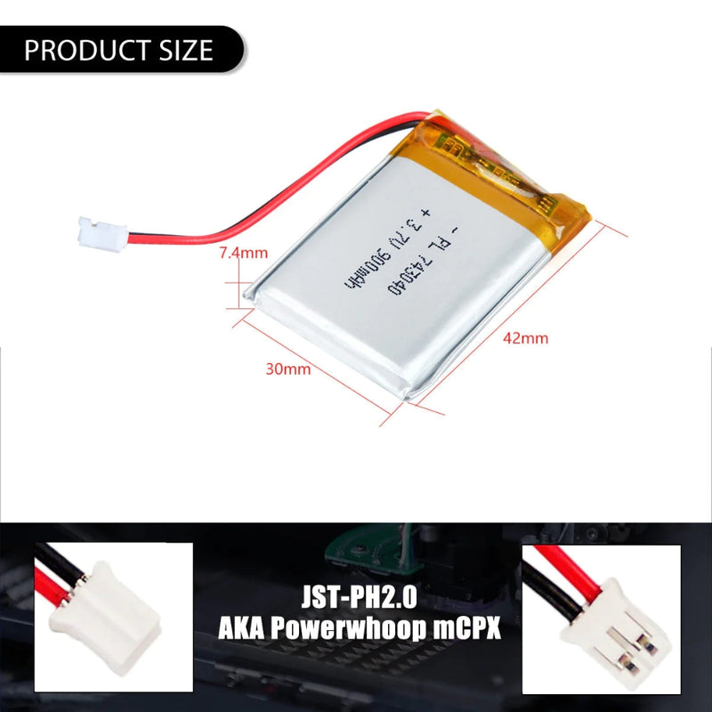 Load image into Gallery viewer, [PH2.0-JST Connector][743040] Universal 900mAh 3.7V Rechargeable Li-Ion Lithium Polymer Battery - Polar Tech Australia
