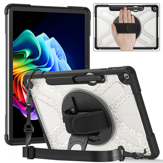 Microsoft Surface Pro 12 (2025) - Heavy Duty 360 Degree Rotate Stand Hand Strap Case With Shoulder Strap