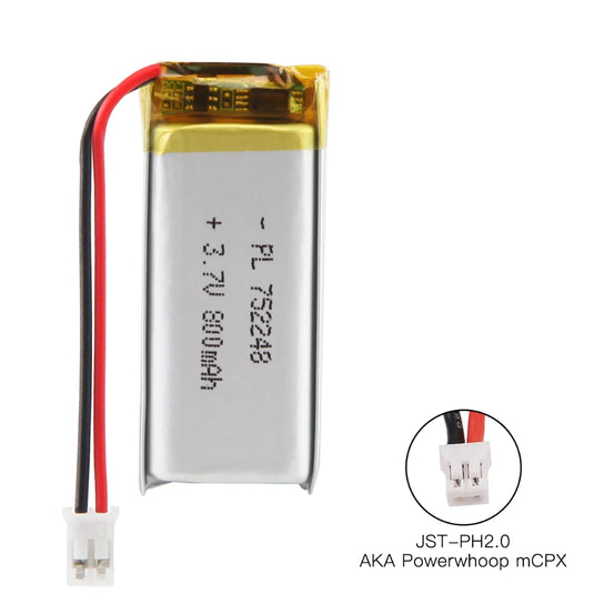 [PH2.0-JST Connector][752248] Universal 800mAh 3.7V Rechargeable Li-Ion Lithium Polymer Battery - Polar Tech Australia
