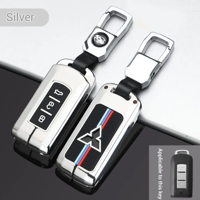 Cargue la imagen en el visor de la galería, Mitsubishi Zinc Alloy + Silicone Car Key Fob Case Cover For Outlander, Eclipse Cross, ASX, Pajero, Lancer
