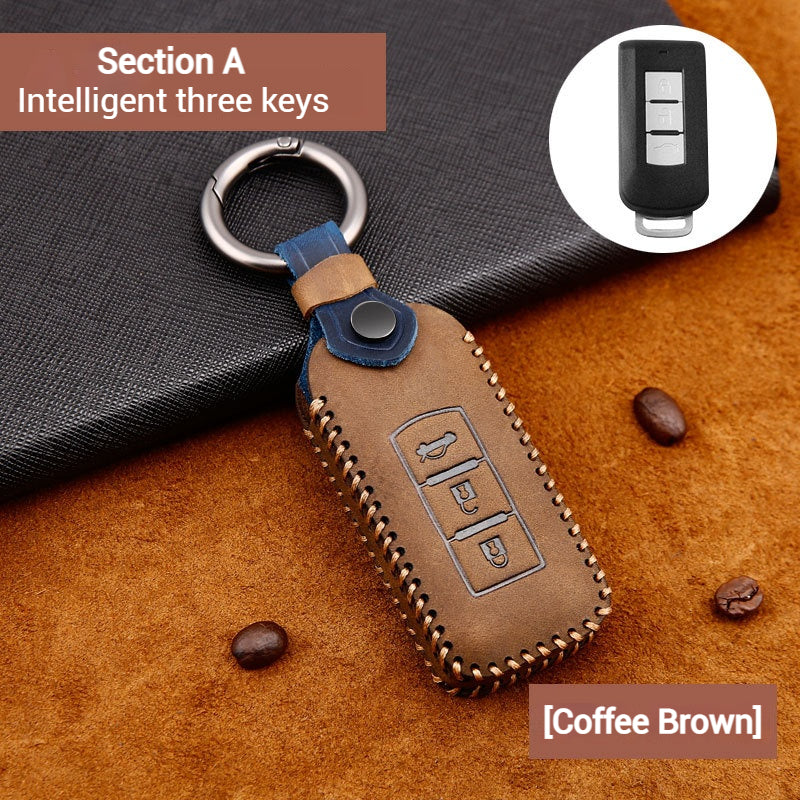 Cargue la imagen en el visor de la galería, Mitsubishi Genuine Leather Full Protection Smart Key Fob Case Cover For Outlander, ASX, Pajero Sport, Eclipse Cross
