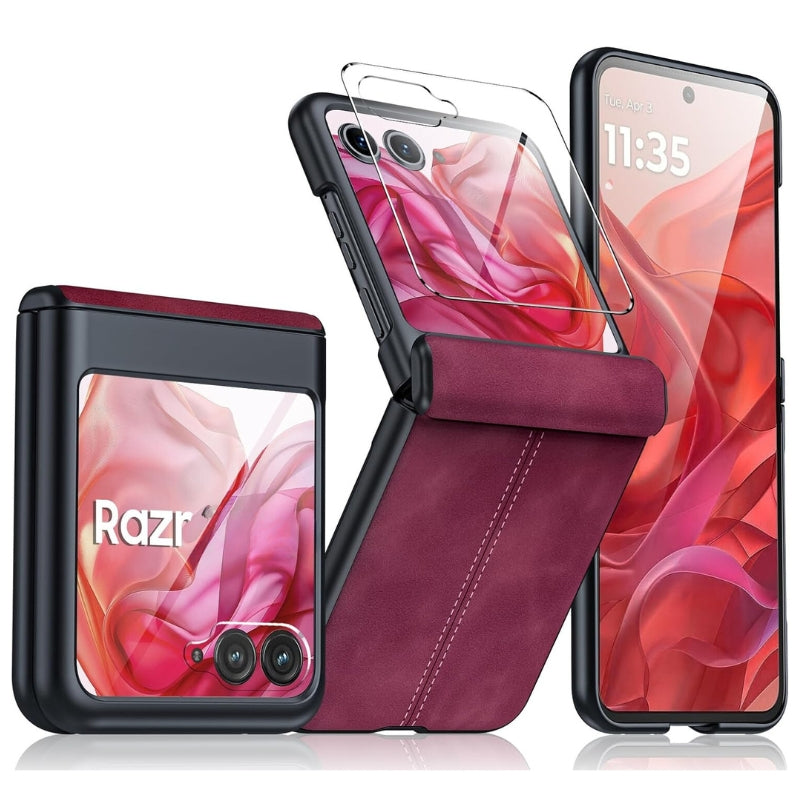 Load image into Gallery viewer, Motorola Moto Razr 50 Ultra/Razr Plus 2024 - Hinge Protection &amp; Thin PU Leather Matte PC Shockproof Case - Polar Tech Australia
