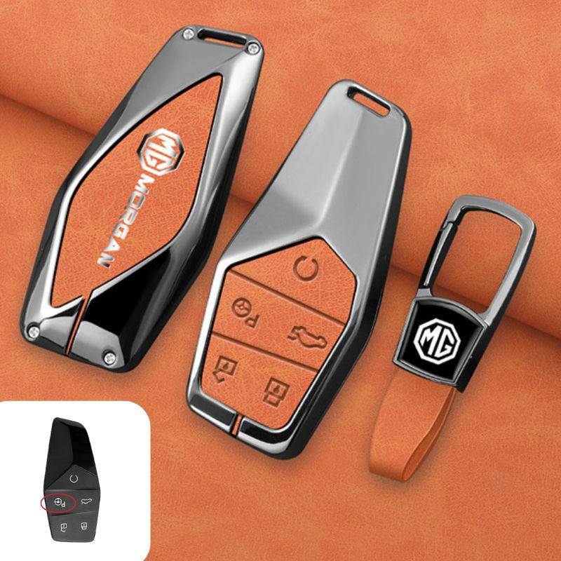 Cargue la imagen en el visor de la galería, MG Zinc Alloy + PU Leather Smart Remote Control Car Key Fob Case Cover For MG ONE
