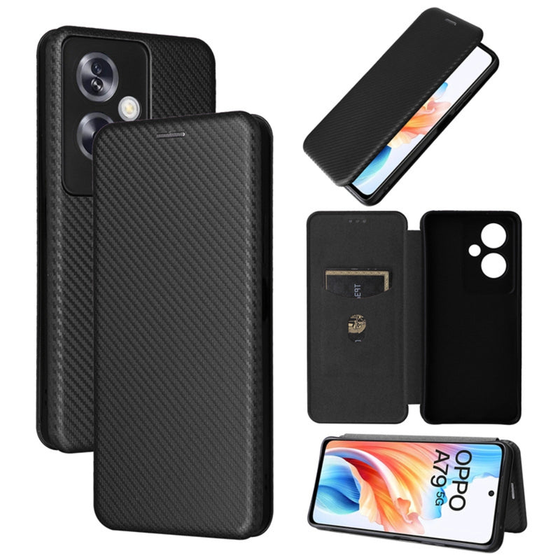 Load image into Gallery viewer, OPPO A79 5G (CPH2557, CPH2553) - Carbon Fiber Texture Flip Leather Phone Case - Polar Tech Australia
