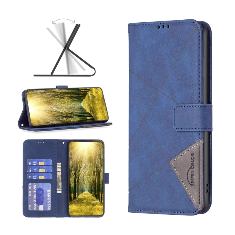 Load image into Gallery viewer, Apple iPhone 17 - Rhombus Texture Magnetic Leather Phone Case
