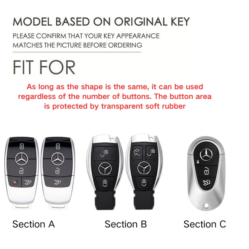 Load image into Gallery viewer, Mercedes Benz Alloy + Leather Protection Car Key Fob Case Cover For Benz A, B, C, E, S, G-Class, GLA, GLB, GLC, GLE, GLS, CLA, CLS, EQC - Polar Tech Australia
