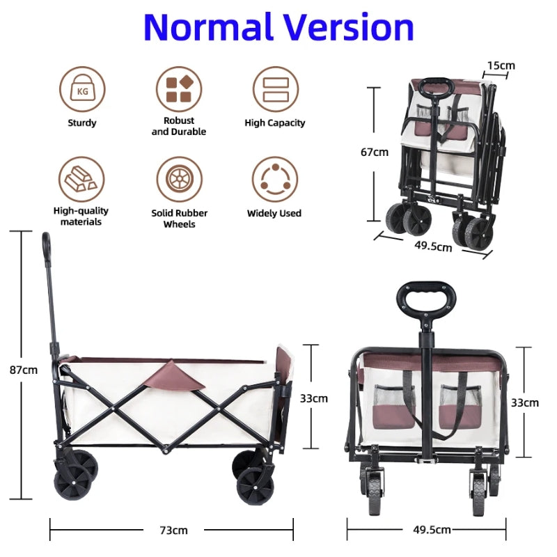 Chargez l&#39;image dans la visionneuse de la galerie, Extender Folding Cart Outdoor Extra Long Utility Large Capacity Wagon Cart Camping Picnic Trolley Beach Collapse Folding Cart - Polar Tech Australia
