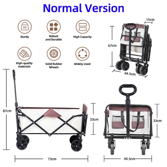 Extender Folding Cart Outdoor Extra Long Utility Large Capacity Wagon Cart Camping Picnic Trolley Beach Collapse Folding Cart - Polar Tech Australia