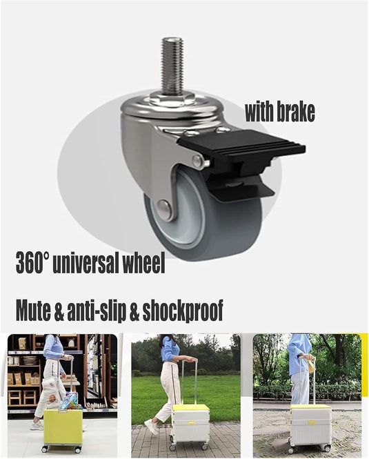 Foldable Utility Cart with Lid Storage Box and Universal Wheels for Grocery, Travel, and Outdoor Use