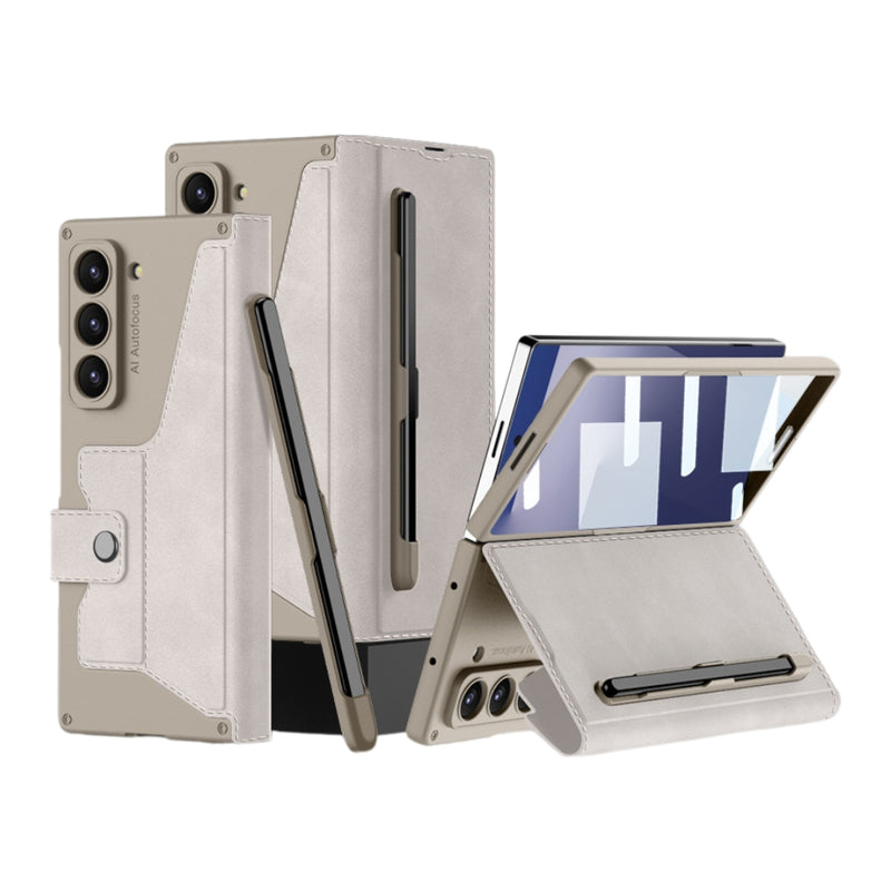 Cargue la imagen en el visor de la galería, Samsung Galaxy Z Fold7 5G - GKK Integrated Armor Flip Leather Case with Pen Slot, Stylus Not Included
