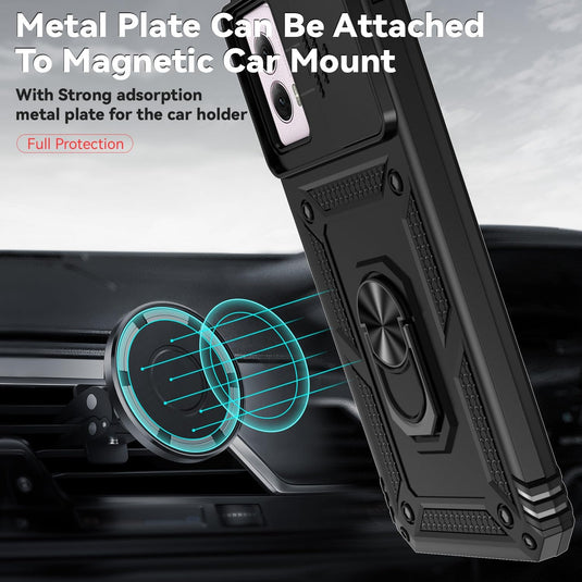 [Magnetic Ring Kickstand][Slide Camera Cover] Motorola Moto G Power 2024 - Shield Shockproof Rugged Heavy Duty Case - Polar Tech Australia