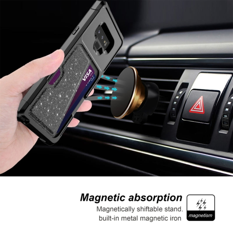 Cargue la imagen en el visor de la galería, Samsung Galaxy Note 9 (SM-N960) - Glitter Magnetic Card Bag Phone Case
