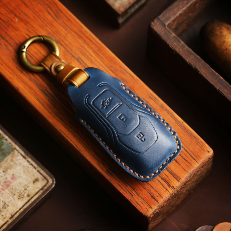 Load image into Gallery viewer, Ford Handcrafted Genuine Leather Car Key Fob Protective Case Cover For Edge, Mondeo, Ka, Fiesta, Focus, Galaxy, Mustang, Kuga
