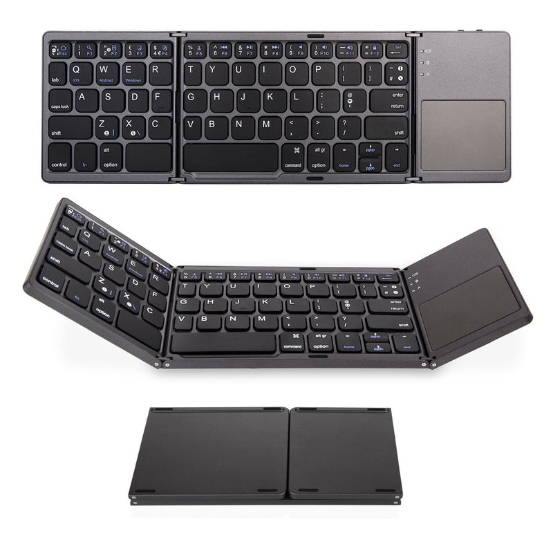 Cargue la imagen en el visor de la galería, Foldable Bluetooth Keyboard with Touchpad Portable Wireless Keyboard , Rechargeable Full Size Ultra Slim Pocket Folding Keyboard for Android Windows iOS Tablet And Mobile Phone - Polar Tech Australia
