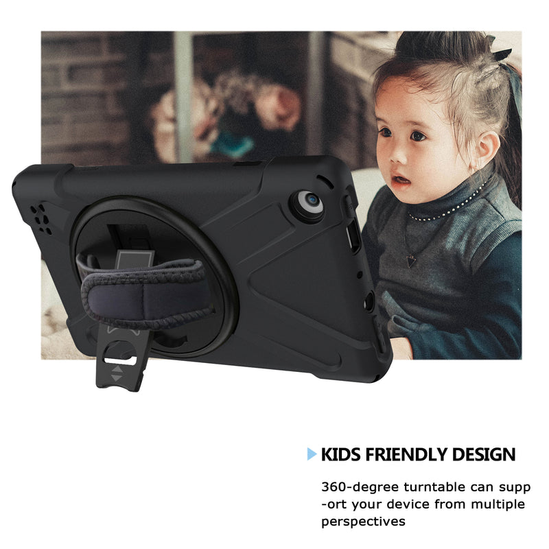 Chargez l&#39;image dans la visionneuse de la galerie, Amazon Kindle Fire 7 2017/2019 Heavy Duty 360 Degree Rotate Stand Hand Strap Case - Polar Tech Australia
