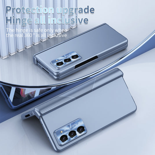[With Pen Slot] Samsung Galaxy Z Fold 3 (SM-F926) - Full Coverage Electroplated Magnetic Hinge Shockproof Protective Case