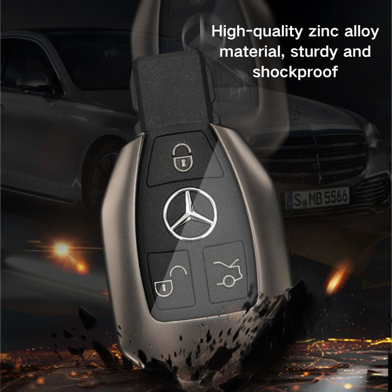 Load image into Gallery viewer, Mercedes Benz Carbon Fiber Metal Protective Car Key Fob Case Cover For Benz A, B, C, E, GLC, GLE
