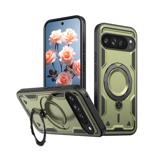 Google Pixel 10 / 10 Pro - TPU+PC 2-in-1 Material Shockproof Protective Case with Metal Rotating Stand