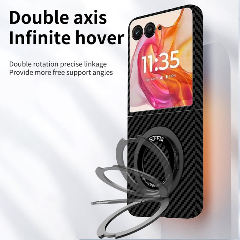Chargez l&#39;image dans la visionneuse de la galerie, [360° Rotating Bracket] Motorola Razr 50/Ultra - Carbon Fiber Style MagSafe Magnetic Shockproof Protective Case - Polar Tech Australia
