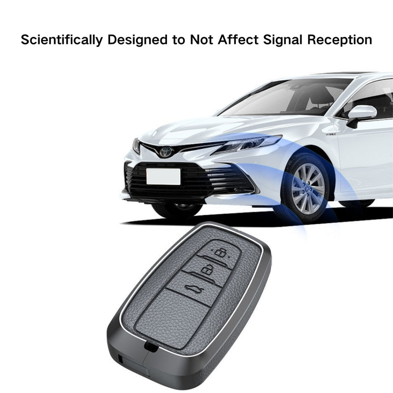 Load image into Gallery viewer, Toyota Zinc Alloy with Genuine Leather Full-Coverage Car Key Fob Protective Case Cover For RAV4, Camry, C-HR, Corolla, Prado, Prius - Polar Tech Australia
