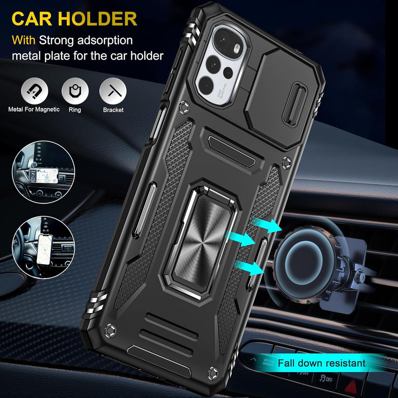 Chargez l&#39;image dans la visionneuse de la galerie, [Magnetic Rotable Kickstand][Slide Camera Cover] Motorola Moto G22 - Shield Shockproof Rugged Heavy Duty Case - Polar Tech Australia
