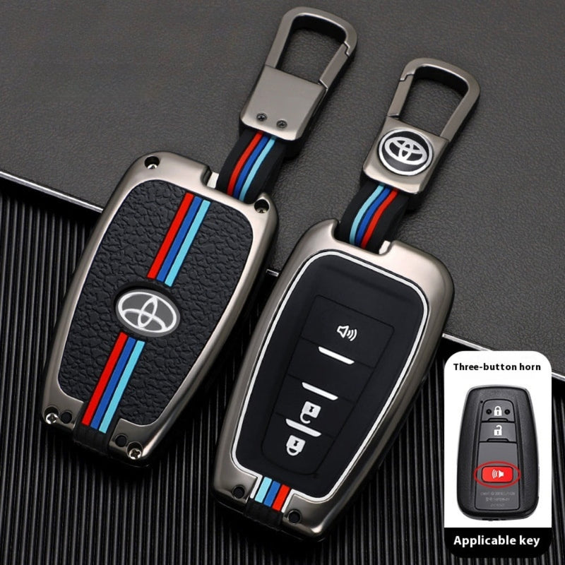 Load image into Gallery viewer, Toyota Metal Shell &amp; Soft Silicone Full Protection Car Key Fob Case Cover For Camry RAV4 Highlander Avalon C-HR Prius Corolla
