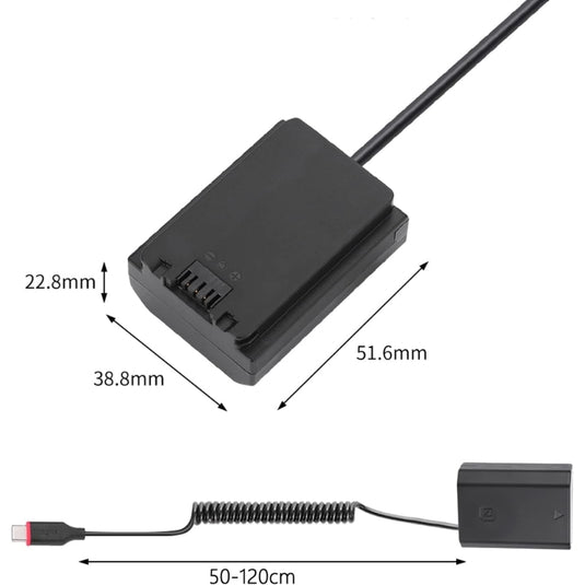 [NP-FZ100][Type-C] Sony Alpha FX3 A7C A7M3 A7M4 A7S3 A7R3 A7R4 A9 ILCE-9 - Cameras Spring Cable Dummy Battery - Polar Tech Australia