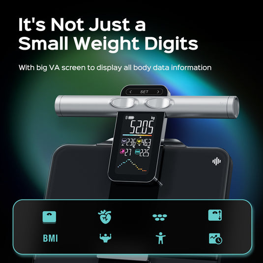 Fitdays Wireless Bluetooth Professional 8-electrode Body Fat Scales with Hand Sensor Full Body Composition BMI Scale