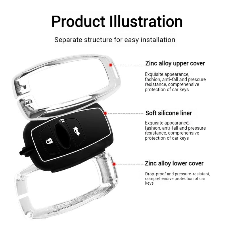 Cargue la imagen en el visor de la galería, Subaru Metal Shell &amp; Soft Silicone Full Protection Remote Car Key Fob Case Cover For Outback, Forester, Impreza, WRX, XV, Crosstrek, Legacy
