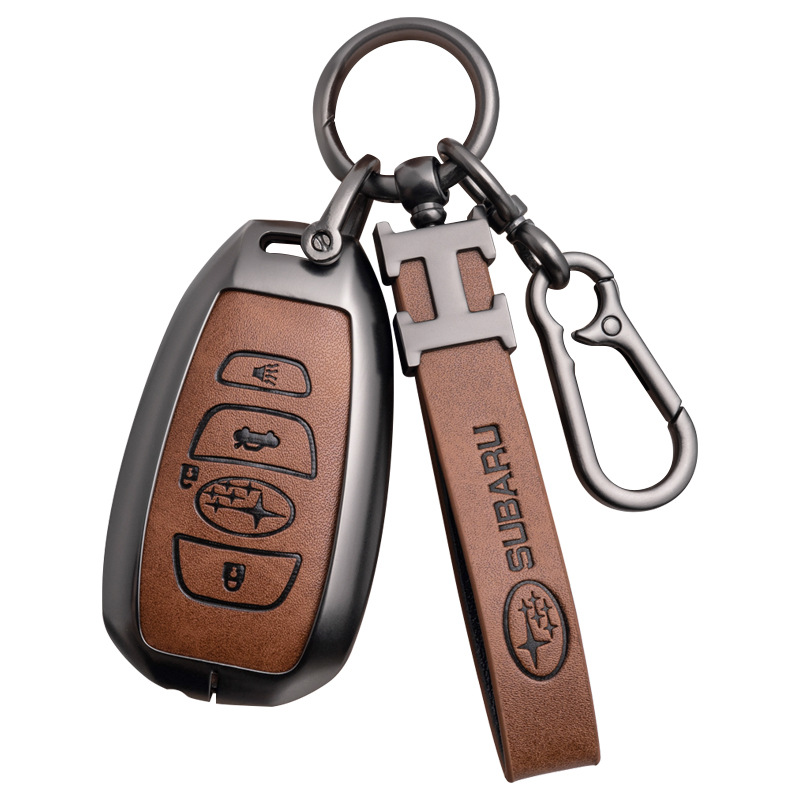 Chargez l&#39;image dans la visionneuse de la galerie, Subaru Zinc Alloy + PU Leather Car Key Fob Protective Cover Case For Outback, Forester, Impreza, WRX, XV, Crosstrek, Legacy - Polar Tech Australia
