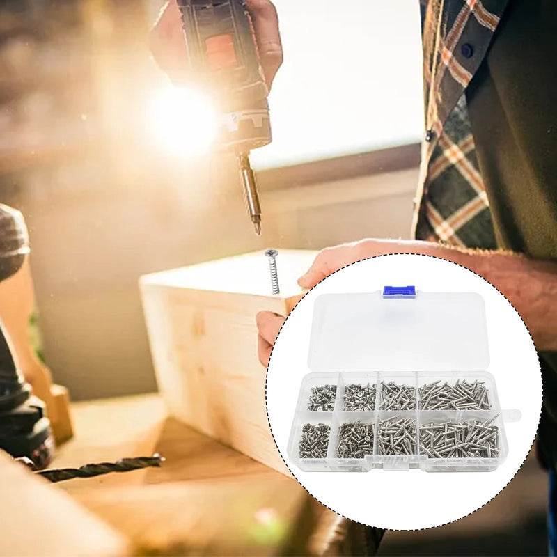 Load image into Gallery viewer, [800 Pieces] Stainless Steel M2 Cross Shaped Screws with Cylindrical Head in Various Lengths of Carbon Steel Woodworking DIY Box Screw Fasteners
