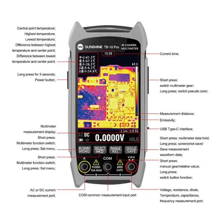 Load image into Gallery viewer, [TB-10 Pro] SUNSHINE Handheld Thermal Imager Multimeter Infrared Imaging for Phone Repair / PCB Testing - Polar Tech Australia
