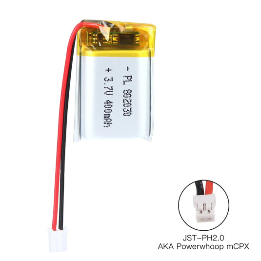 [PH2.0-JST Connector][802030] Universal 400mAh 3.7V Rechargeable Li-Ion Lithium Polymer Battery - Polar Tech Australia