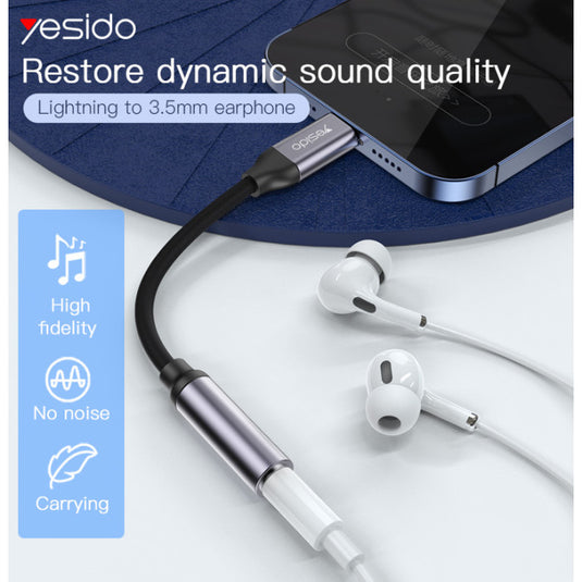 [Lightning Port] Yesido iPhone iPad Lightning to 3.5mm Audio Headphone Jack Adapter