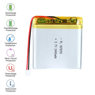 [PH2.0-JST Connector][805050] Universal 2400mAh 3.7V Rechargeable Li-Ion Lithium Polymer Battery - Polar Tech Australia