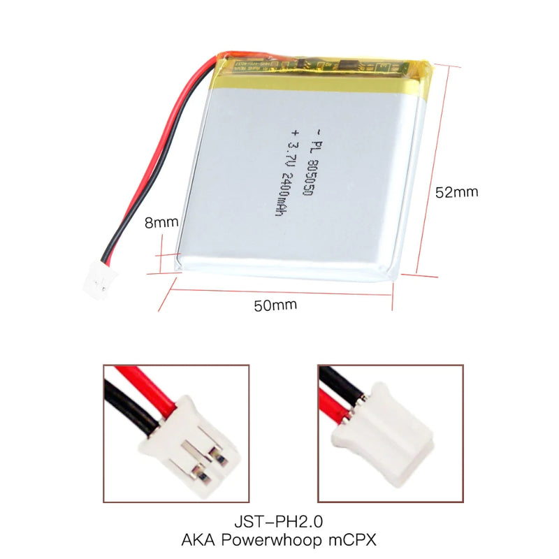 Load image into Gallery viewer, [PH2.0-JST Connector][805050] Universal 2400mAh 3.7V Rechargeable Li-Ion Lithium Polymer Battery - Polar Tech Australia
