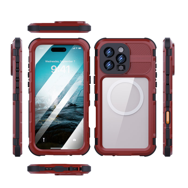 Chargez l&#39;image dans la visionneuse de la galerie, [M Series][Magsafe Compatible] Apple iPhone 14 / 14 Plus / 14 Pro / 14 Pro Max - Redpepper Metal Heavy Duty Waterproof Magnetic Silicone Phone Case With Lanyard - Polar Tech Australia
