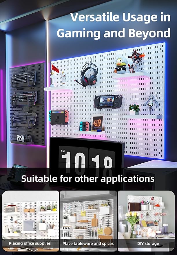 Cargue la imagen en el visor de la galería, Revamp Your Space With A Versatile Pegboard Kit - Effortlessly Organize Home, Office, And Gaming Setup With Customizable Hanging Solutions
