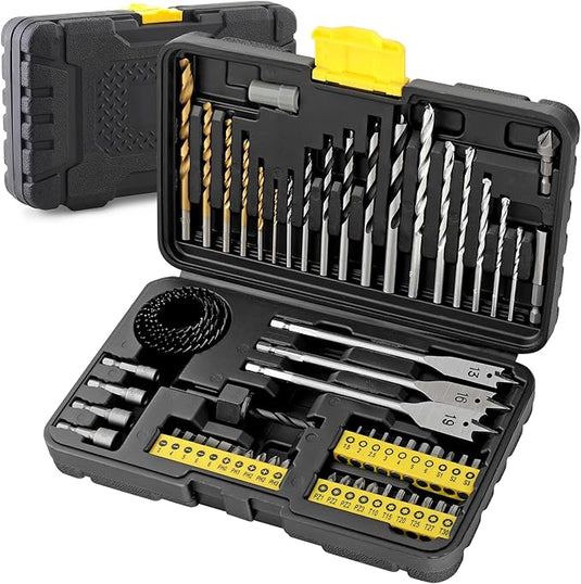 Hi-Spec 63 in 1 Multi Steel Drill Bits & Screw Nut Driver Bit Set Drilling Metal, Wood, Brick & Concrete Accessories With Storage Case