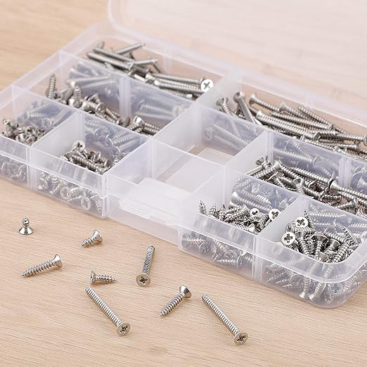 Load image into Gallery viewer, [400 Pieces] Stainless Steel Self Tapping M3 Phillips Screws Flat Head With Storage Box
