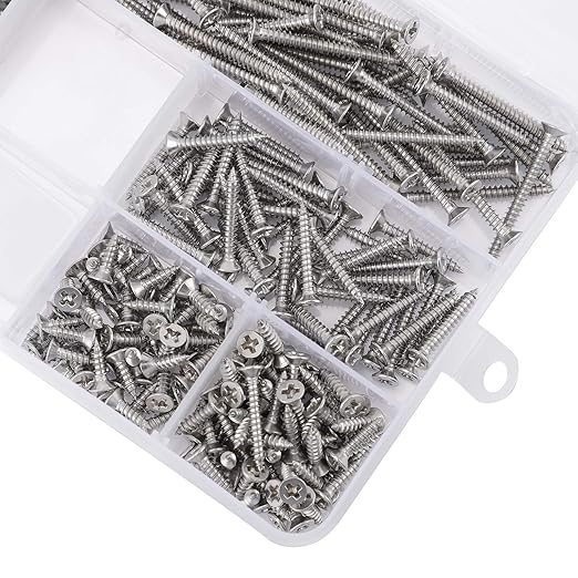 Load image into Gallery viewer, [400 Pieces] Stainless Steel Self Tapping M3 Phillips Screws Flat Head With Storage Box
