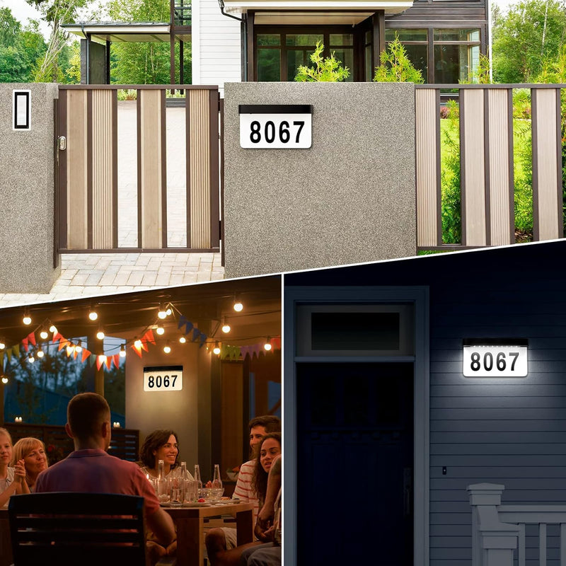 Cargue la imagen en el visor de la galería, Solar Charge &amp; Battery Powered Address Sign LED Illuminated House Numbers Address LED Sign
