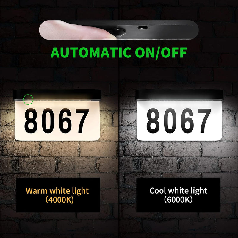 Cargue la imagen en el visor de la galería, Solar Charge &amp; Battery Powered Address Sign LED Illuminated House Numbers Address LED Sign
