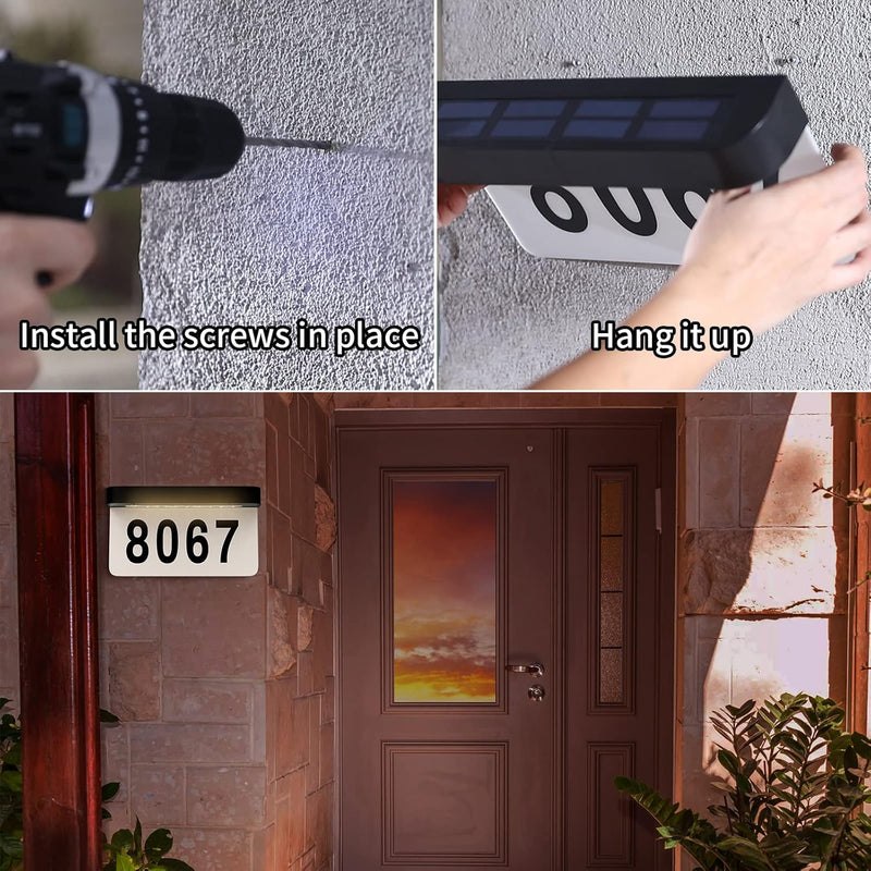 Cargue la imagen en el visor de la galería, Solar Charge &amp; Battery Powered Address Sign LED Illuminated House Numbers Address LED Sign
