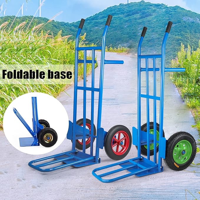 Cargue la imagen en el visor de la galería, Heavy Duty Hand Truck Trolley for Cargo Transportation, Large Capacity Load 300kg with 10 inch Inflatable Wheels
