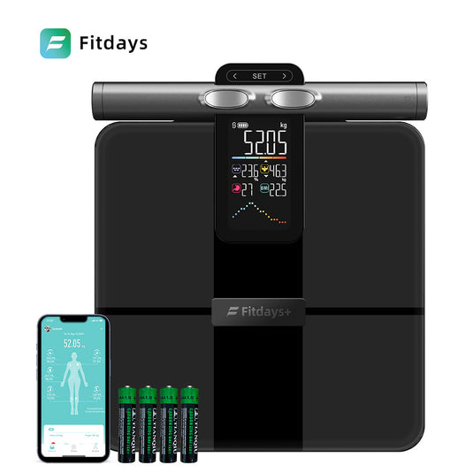 Fitdays Wireless Bluetooth Professional 8-electrode Body Fat Scales with Hand Sensor Full Body Composition BMI Scale